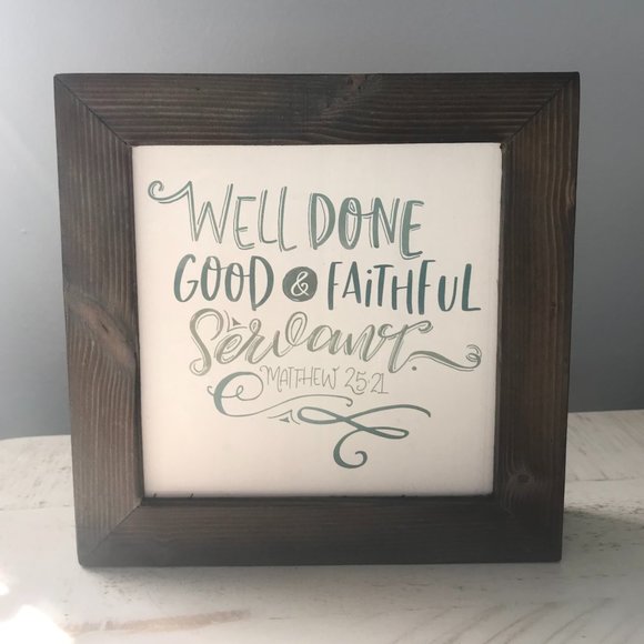 “Well Done” Square Wooden Tabletop Plaque - Picture 1 of 2